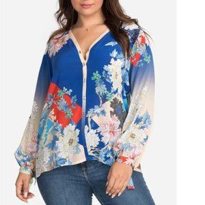 Johnny Was Multicolor Floral Blouse Size-M 100% Silk